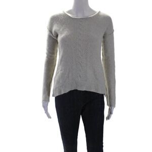 Designer Women's Round Neck Long Sleeves Cashmere Pullover Sweater Gray Size S
